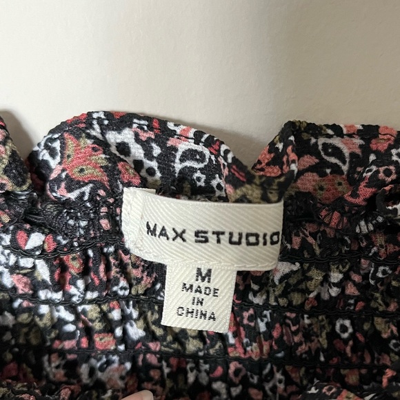 MAX Studio Floral Smocked Puff Sleeve Peplum Blouse Top | Size M - Picture 6 of 9